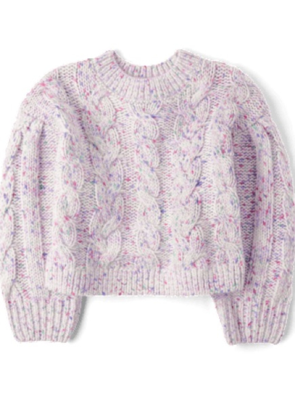 The Children's Place Light Pink Speckled Cable Knit Pullover Sweater